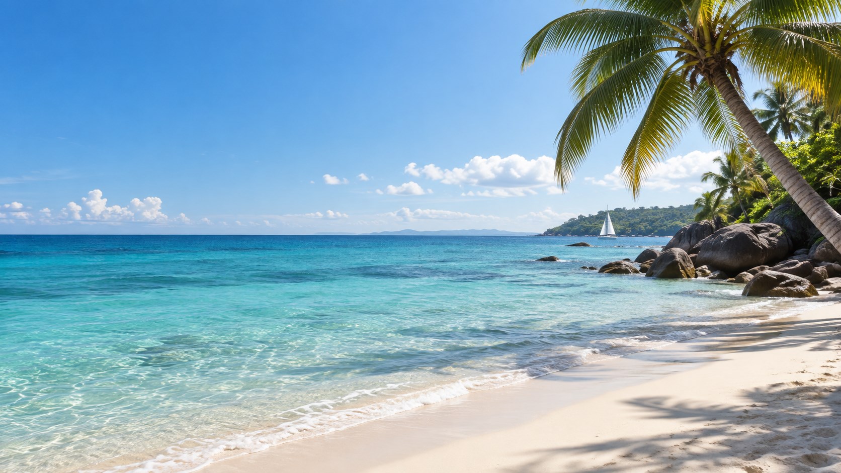 Sunlit tropical coastline